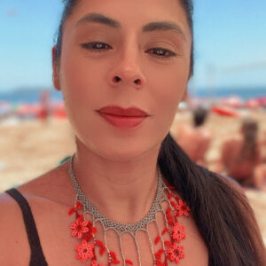 Colar em miçanga de vidro fleurs